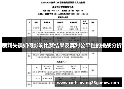 裁判失误如何影响比赛结果及其对公平性的挑战分析 裁判失误如何影响比赛结果及其对公平性的挑战分析